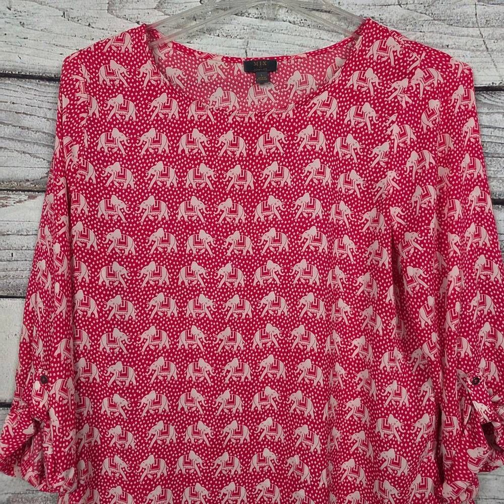 MIX by 41 Hawthorn Elephant Print Blouse Long Sleeve L - Picture 3 of 8